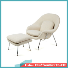 Restauant Modern Fiberglass Home Wool Fabric Hotel Furniture Womb Lounge Chair with Ottoman (531)
